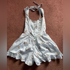 Wild Fable Blue Floral Romper with Tie Straps